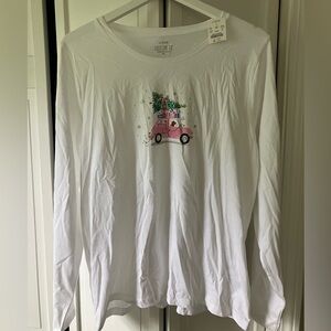 J. Crew White Long Sleeve Tee with Graphic Design